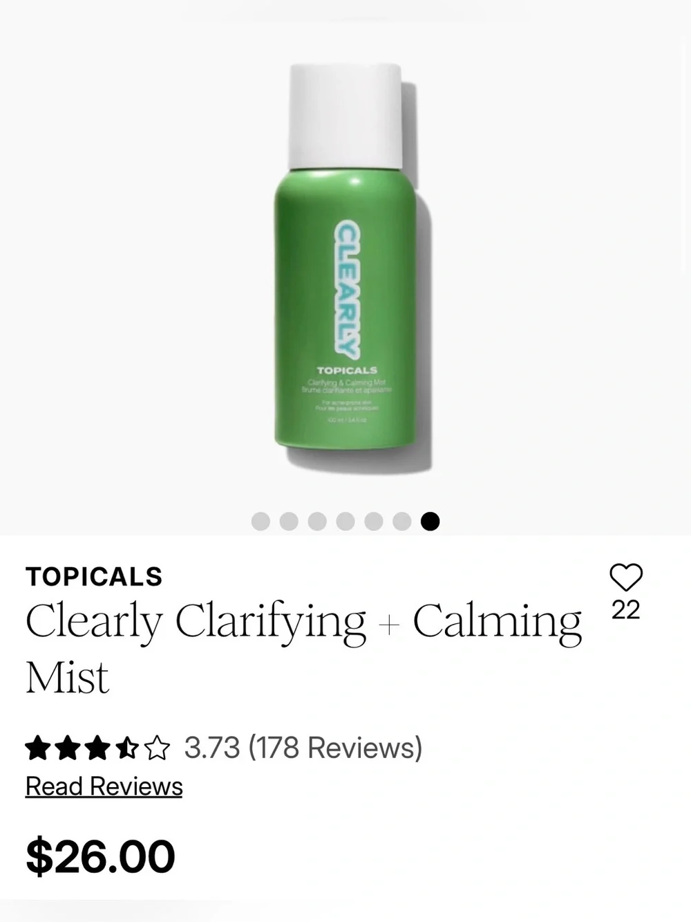 NIB Topicals Clearly Clarifying + Calming Mist 3.4oz